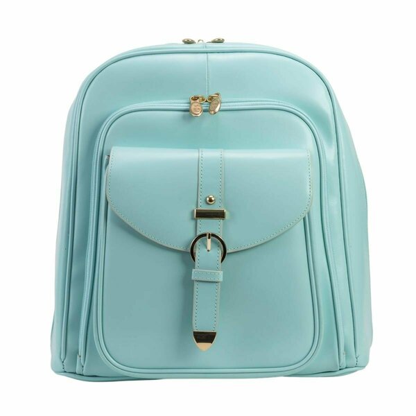 A1 Luggage 14 in. Olympia Leather Business Laptop Tablet Backpack, Aqua Blue A13577264